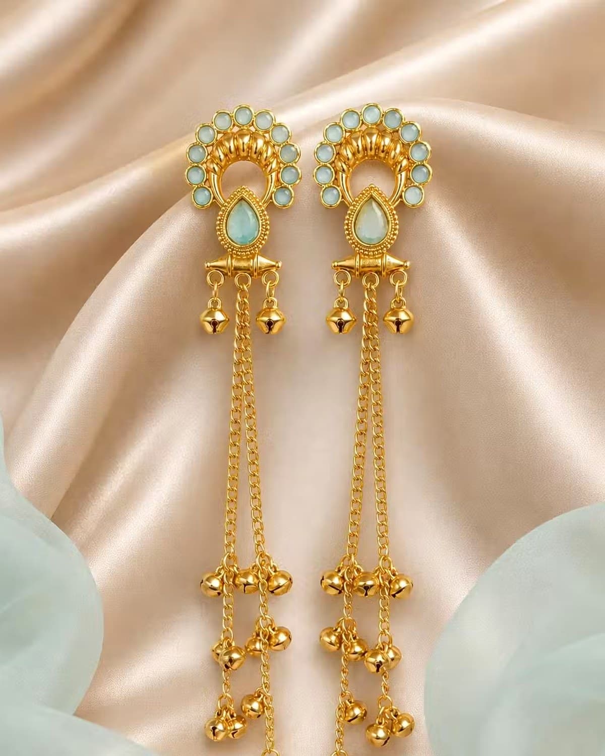 Premium Gold-Toned Kashmiri Long  Dangler Earrings for Women | Partywear Traditional Statement Earrings | Festive Wedding Jewellery