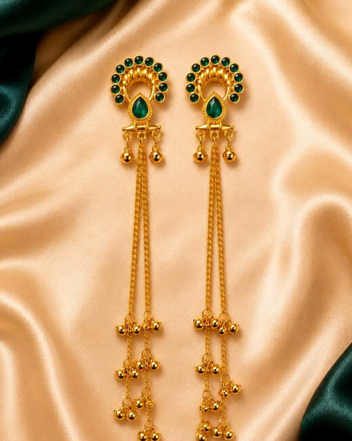 Premium Gold-Toned Kashmiri Long Dangler Earrings for Women | Partywear Traditional Statement Earrings | Festive Wedding Jewellery