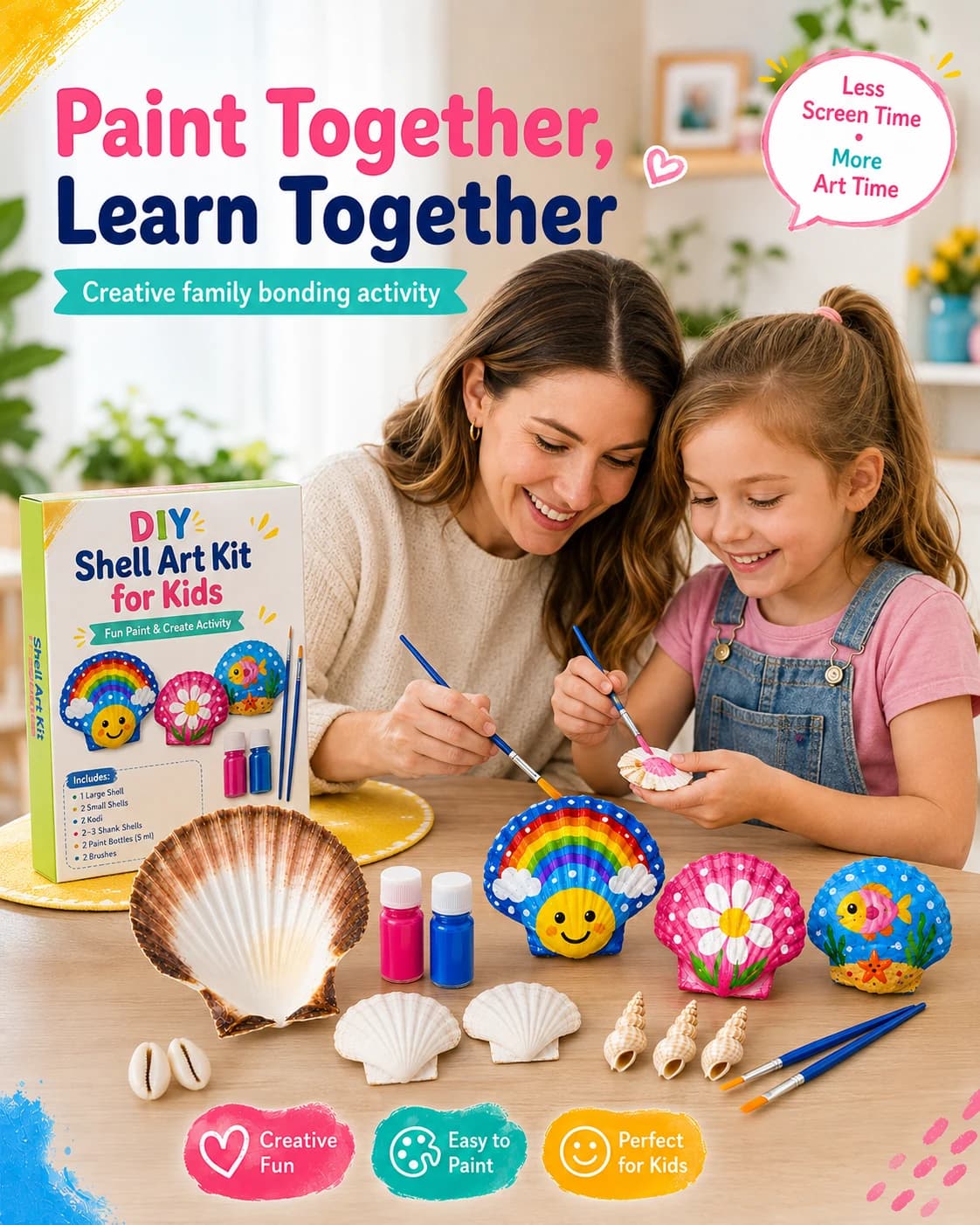 DIY Seashell Art Painting Kit for Kids and Adults | Screen-Free Creative Craft Activity