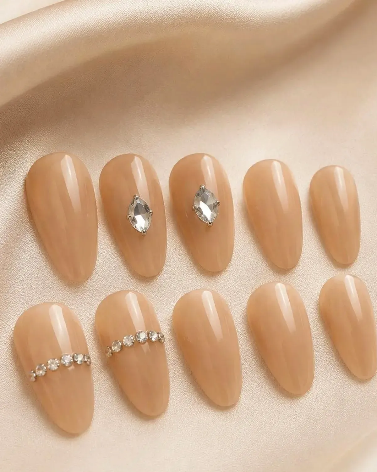 Premium Crystal Press-On Nails Set for Women | Glossy Artificial Nail Patch | Salon Style False Nails