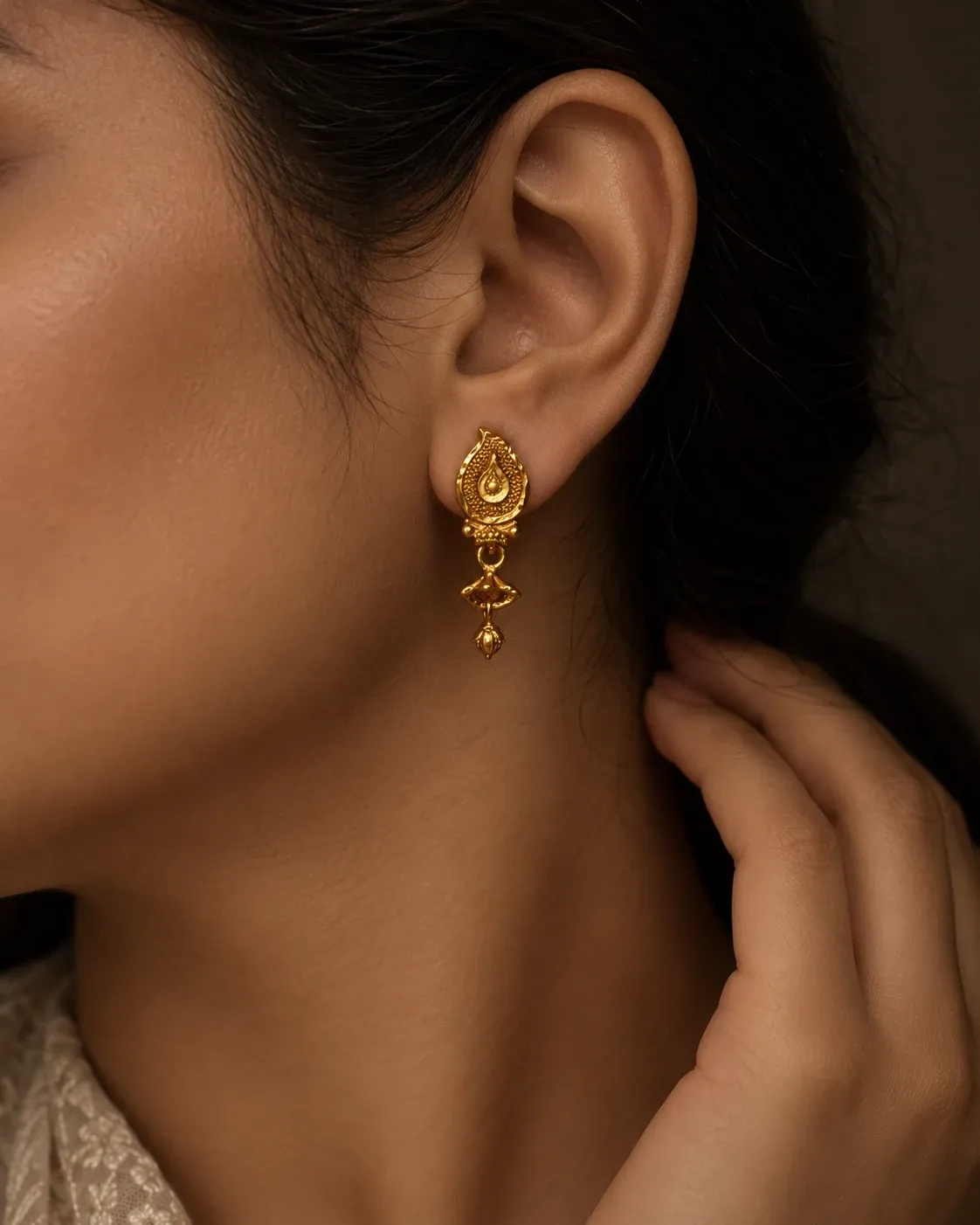 Gold Plated Traditional Drop Earrings for Women & Girls | Stylish Ethnic Daily Wear Earrings