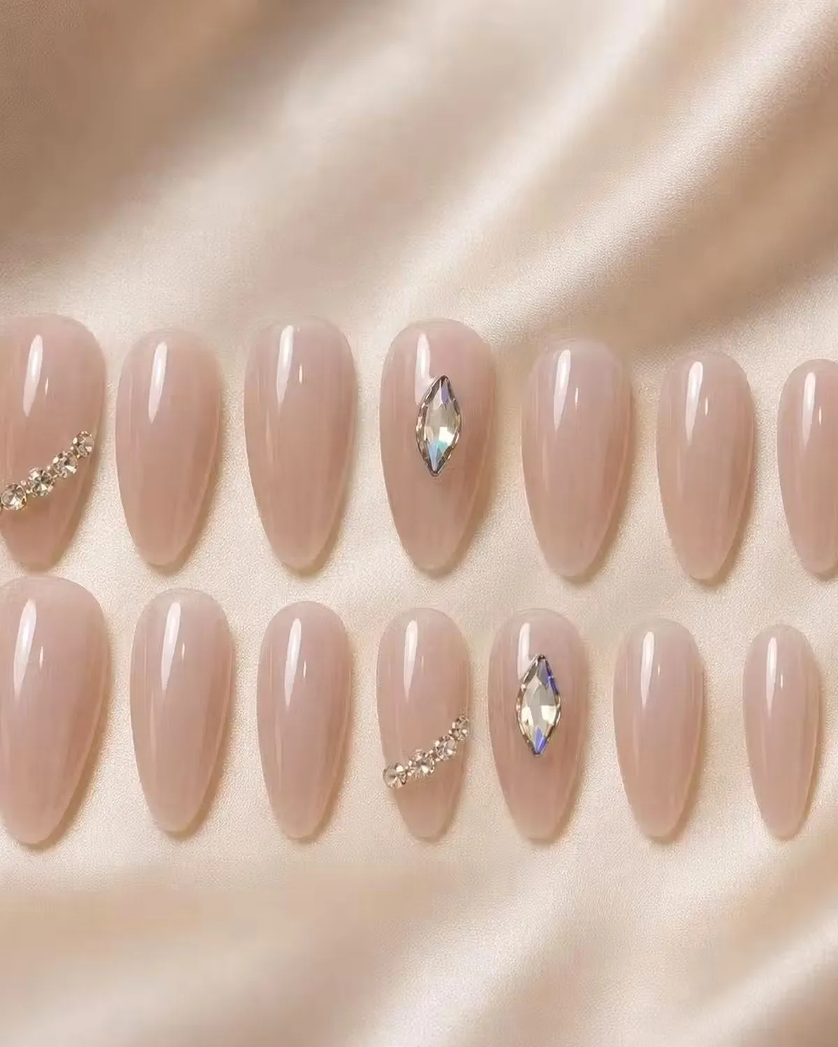 Premium Crystal Press-On Nails Set for Women | Glossy Artificial Nail Patch | Salon Style False Nails