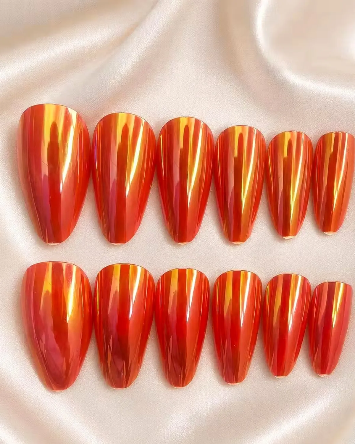Premium Chrome Press-On Gel Nails Set for Women | Reusable Artificial False Nails | Glossy Salon Finish Nail Tips