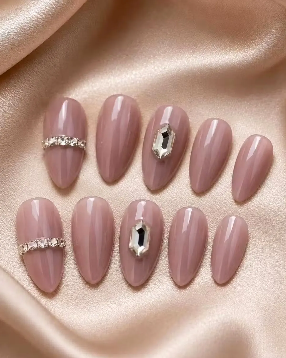 Premium Crystal Press-On Nails Set for Women | Glossy Artificial Nail Patch | Salon Style False Nails