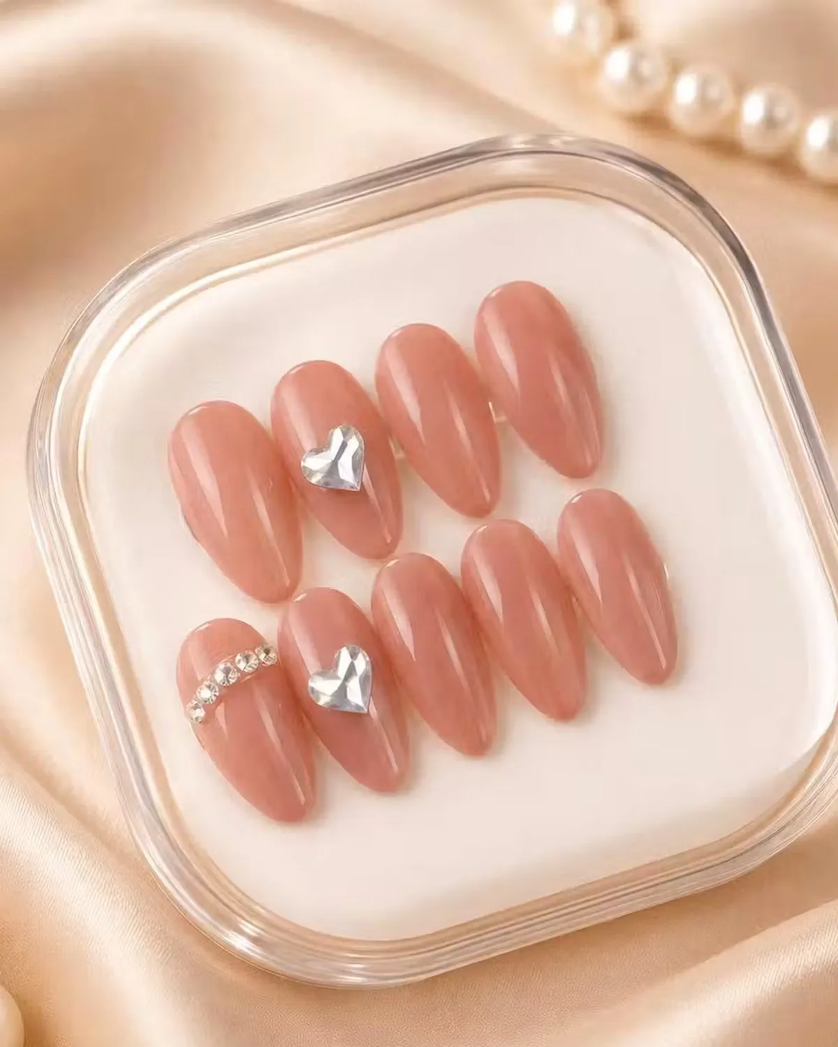 Premium Crystal Press-On Nails Set for Women | Glossy Artificial Nail Patch | Salon Style False Nails