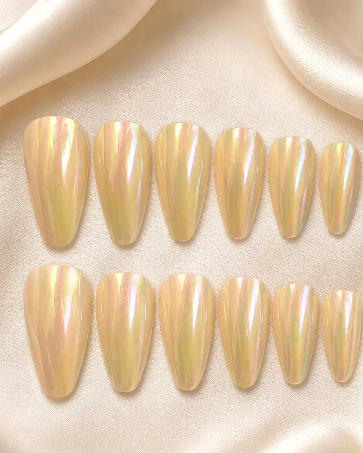 Premium Chrome Press-On Gel Nails Set for Women | Reusable Artificial False Nails | Glossy Salon Finish Nail Tips
