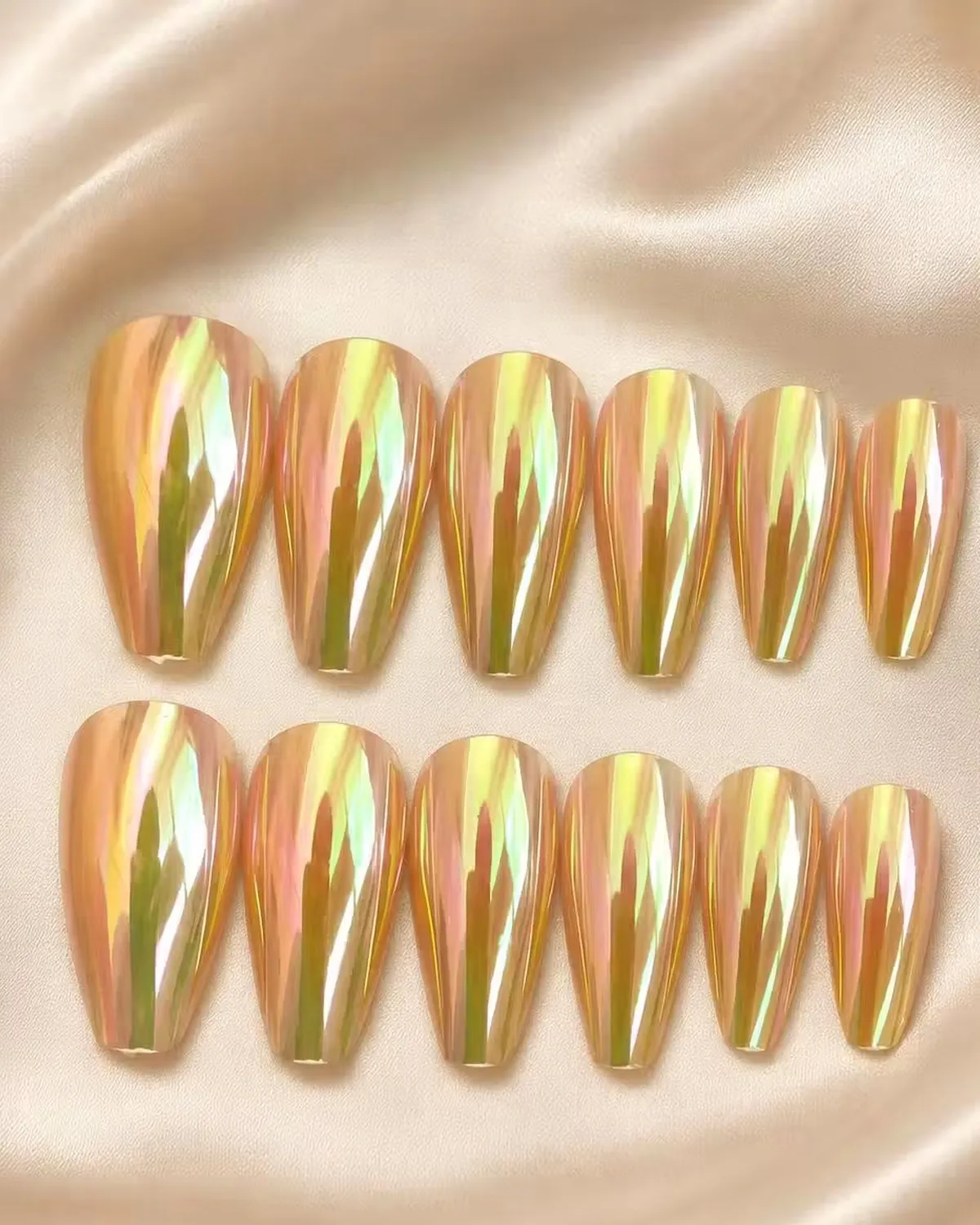Premium Chrome Press-On Gel Nails Set for Women | Reusable Artificial False Nails | Glossy Salon Finish Nail Tips