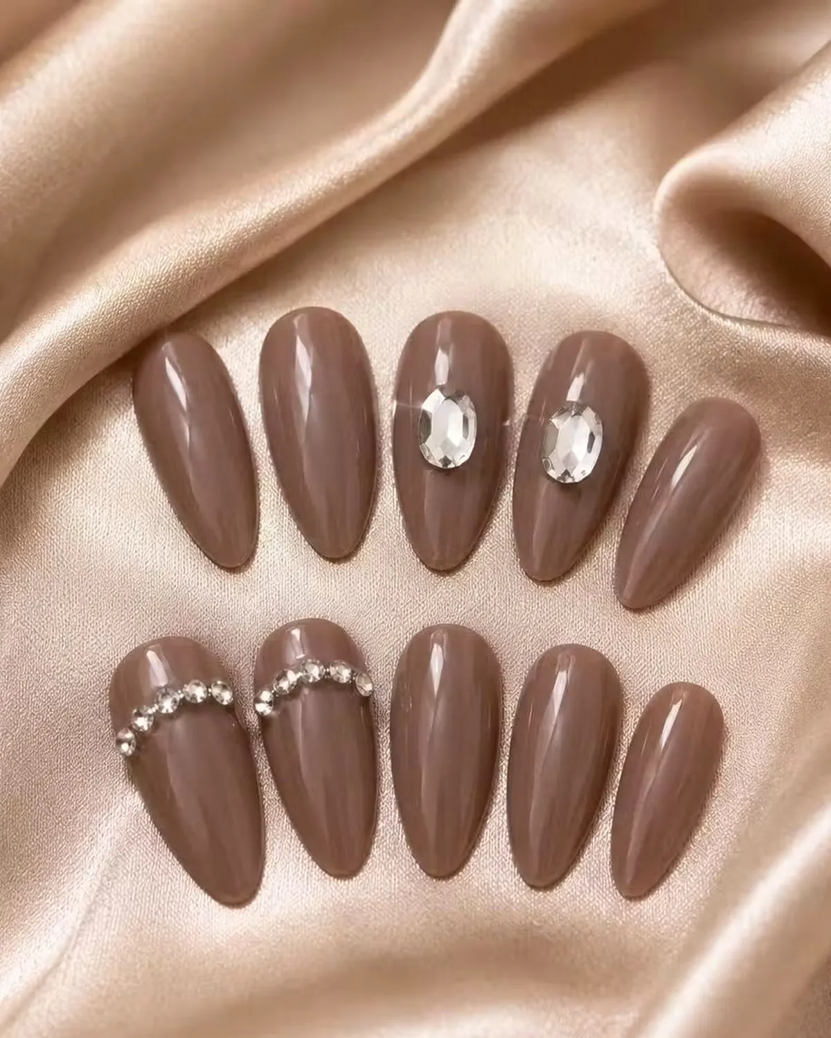 Premium Crystal Press-On Nails Set for Women | Glossy Artificial Nail Patch | Salon Style False Nails