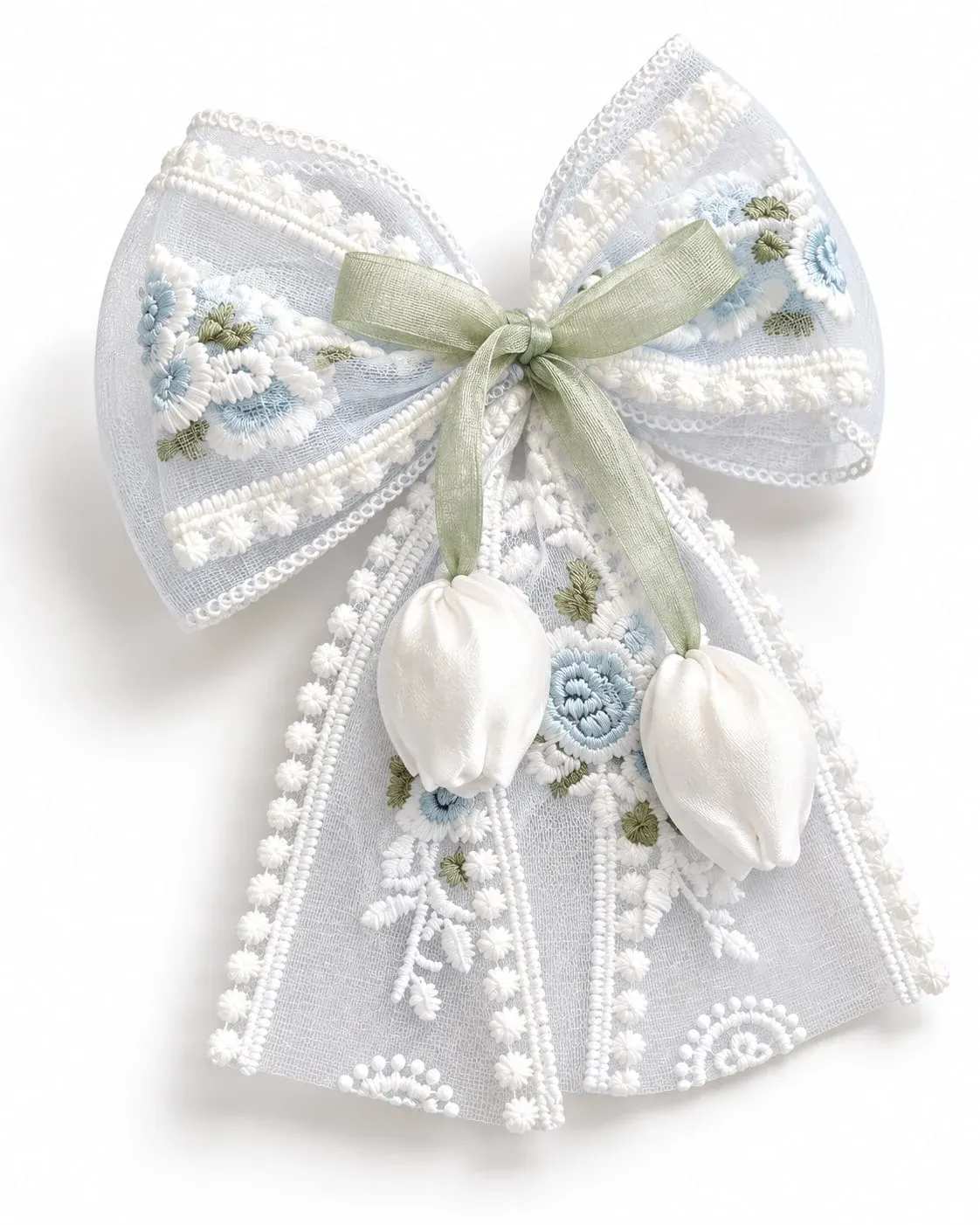 Premium Korean Lace Bow Hair Clip for Women & Girls