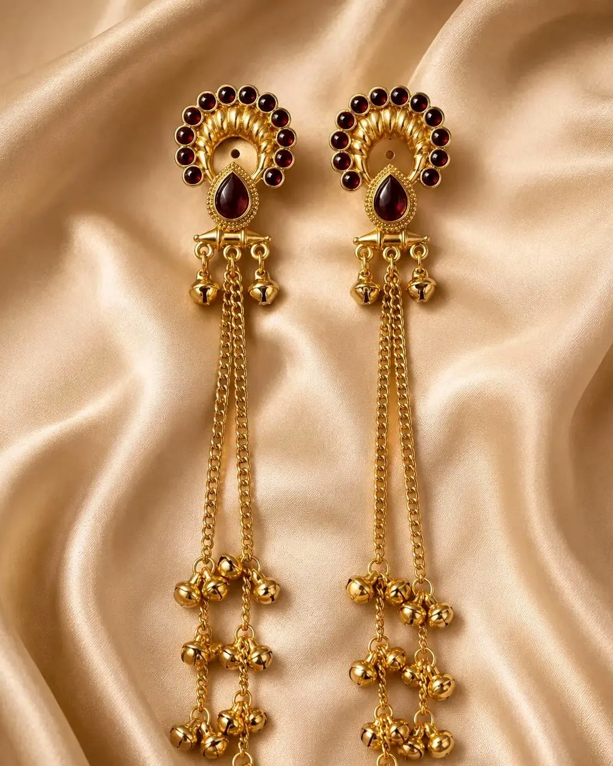 Premium Gold-Toned Kashmiri Long  Dangler Earrings for Women | Partywear Traditional Statement Earrings | Festive Wedding Jewellery