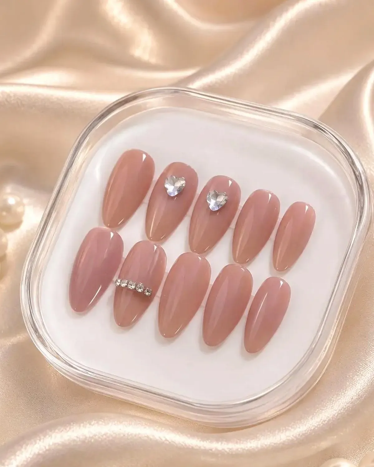 Premium Crystal Press-On Nails Set for Women | Glossy Artificial Nail Patch | Salon Style False Nails