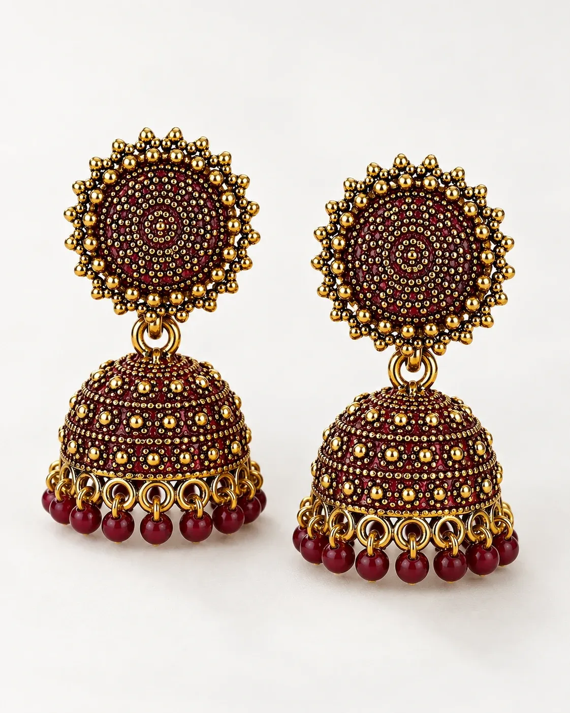 Antique Gold Plated Oxidised Jhumka Earrings for Women & Girls