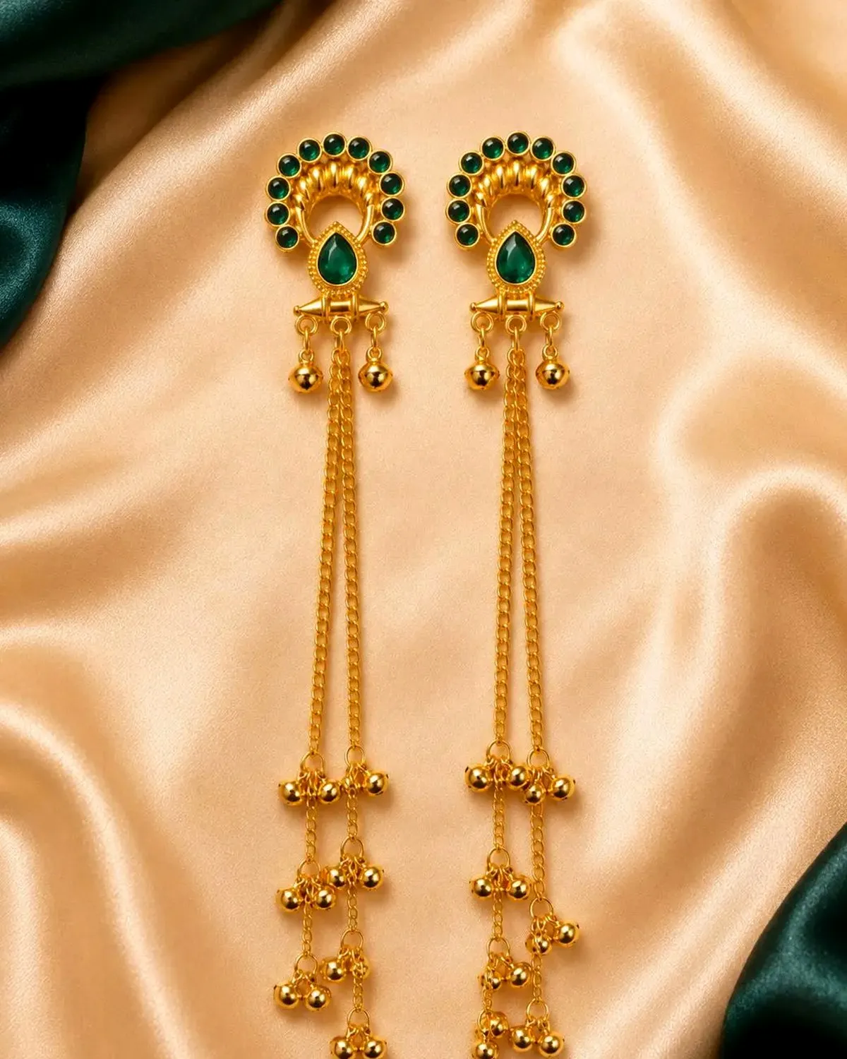 Premium Gold-Toned Kashmiri Long  Dangler Earrings for Women | Partywear Traditional Statement Earrings | Festive Wedding Jewellery