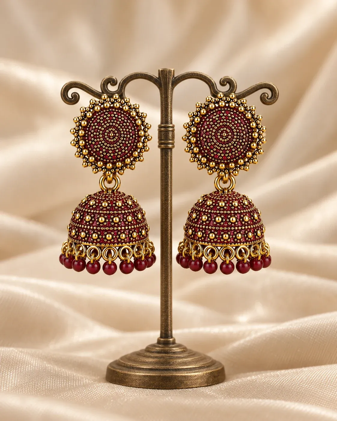 Antique Gold Plated Oxidised Jhumka Earrings for Women & Girls