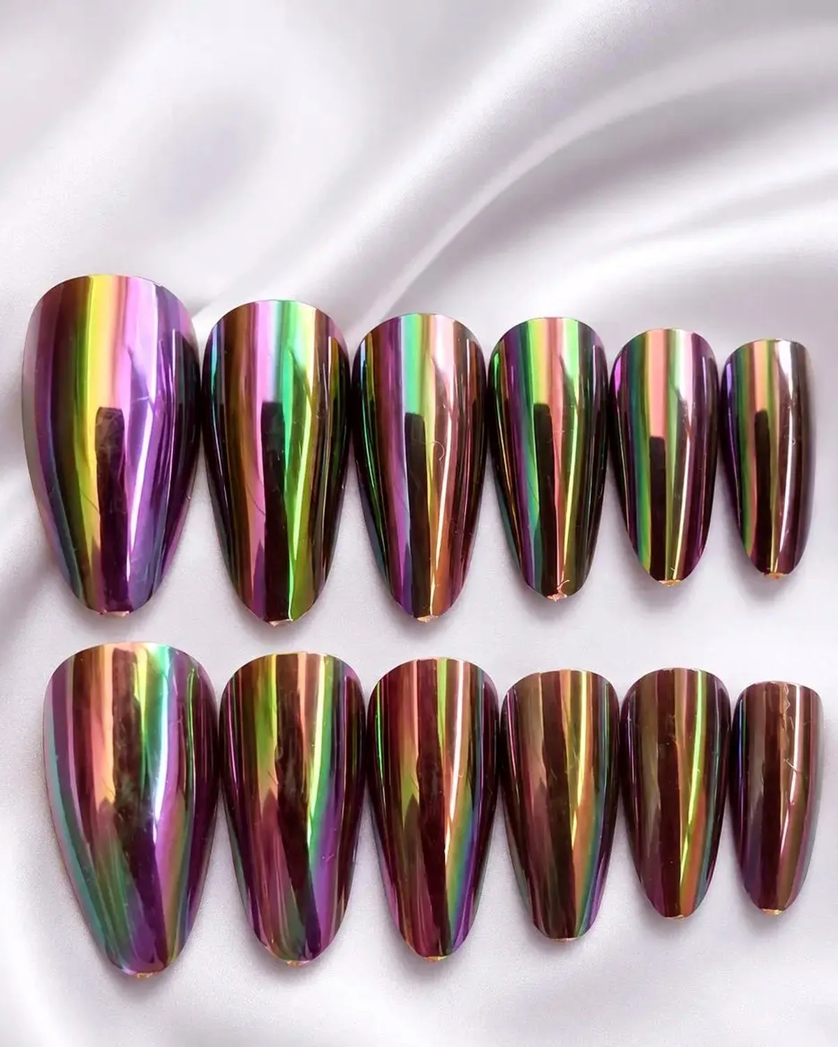 Premium Chrome Press-On Gel Nails Set for Women | Reusable Artificial False Nails | Glossy Salon Finish Nail Tips