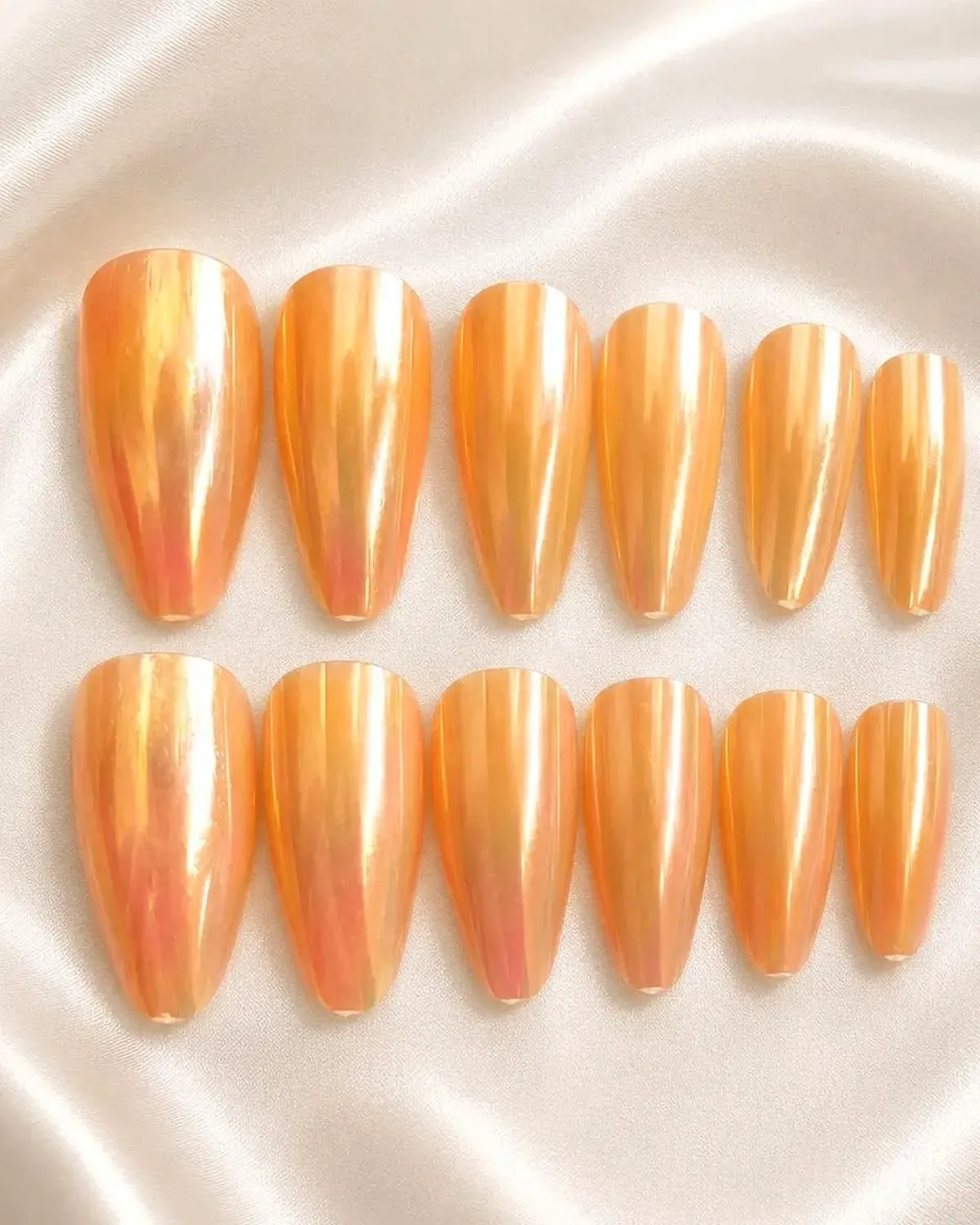 Premium Chrome Press-On Gel Nails Set for Women | Reusable Artificial False Nails | Glossy Salon Finish Nail Tips