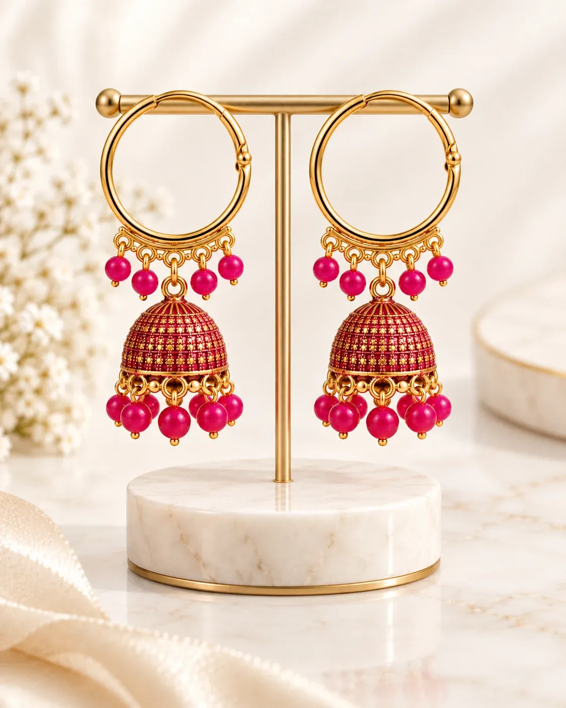 Designer Antique Gold Plated Hoop Bali Jhumka Earrings for Women & Girls
