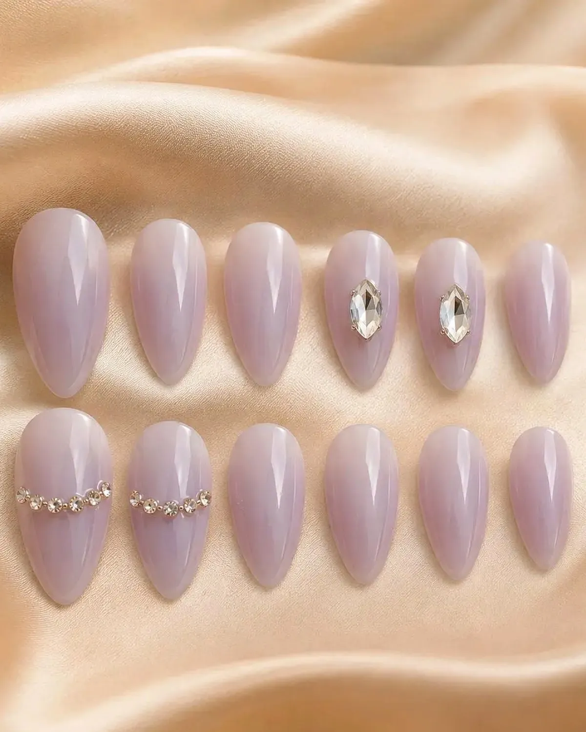 Premium Crystal Press-On Nails Set for Women | Glossy Artificial Nail Patch | Salon Style False Nails