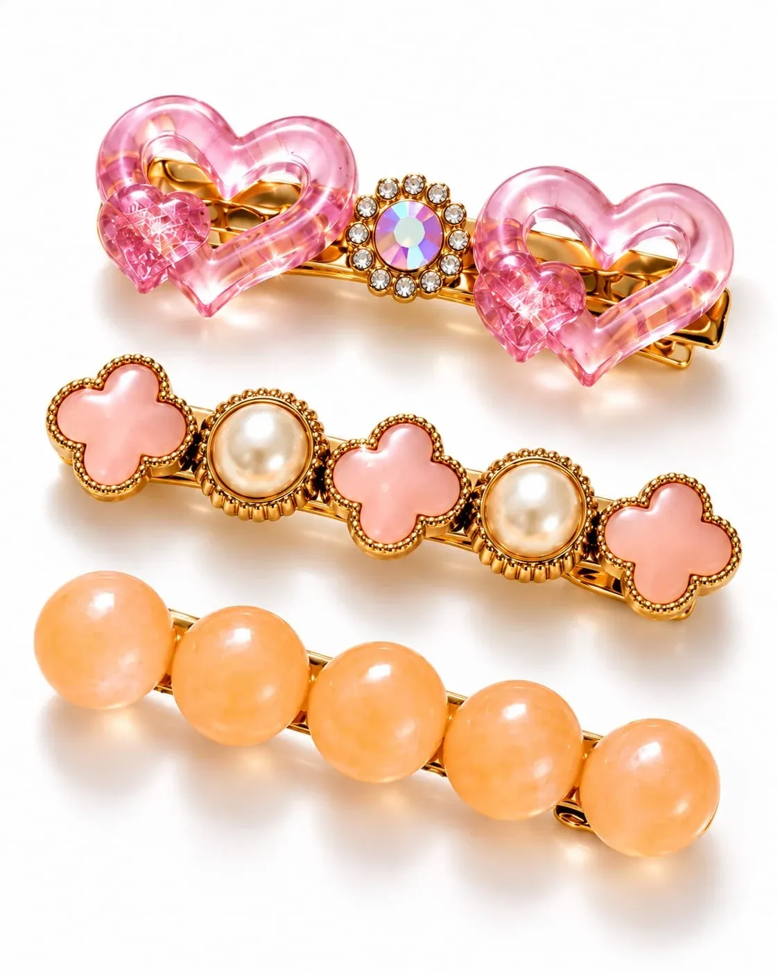 Premium Korean Style Hair Clip Set for Women & Girls | Fancy Pearl Crystal Floral Heart Hair Accessories Combo