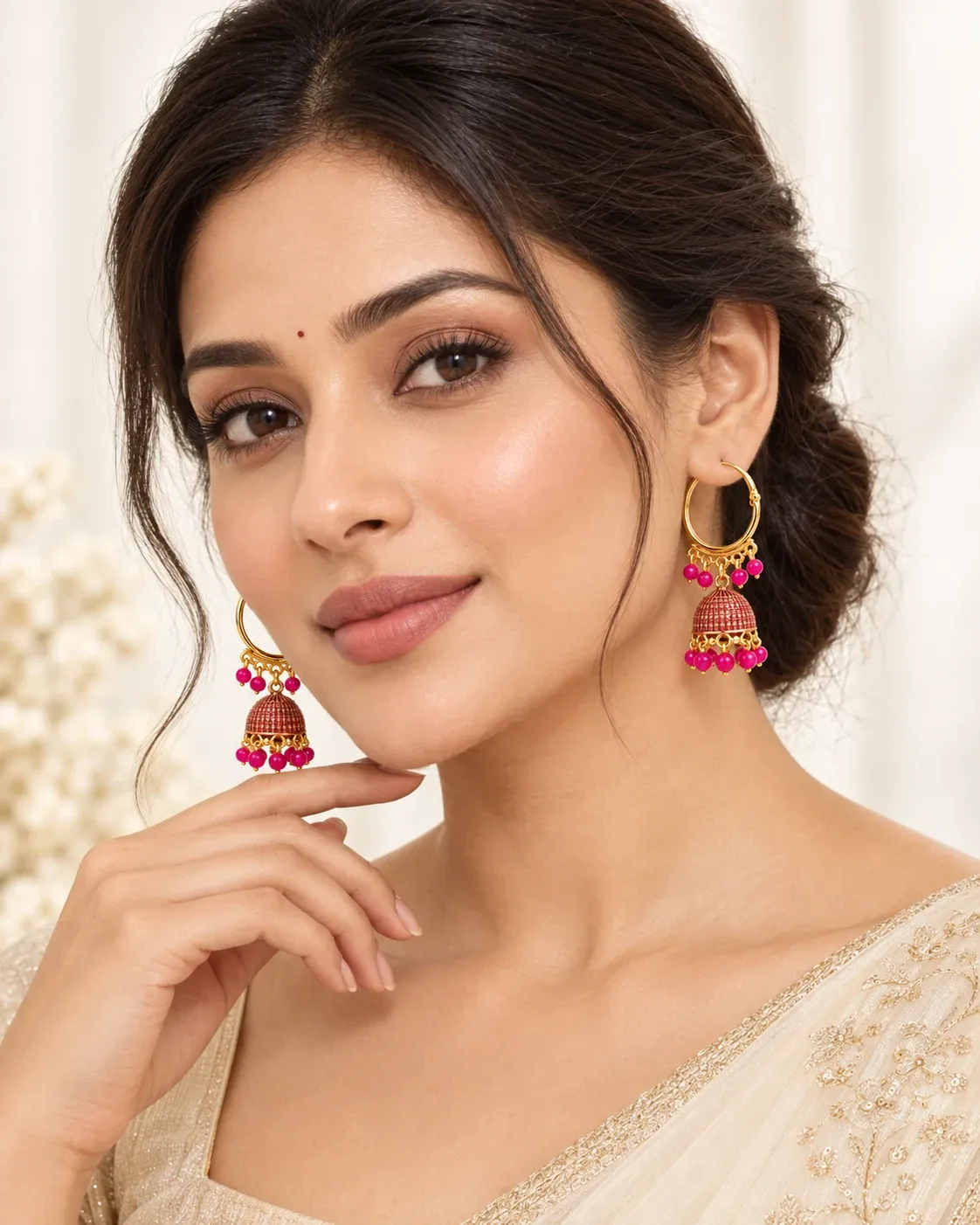 Designer Antique Gold Plated Hoop Bali Jhumka Earrings for Women & Girls