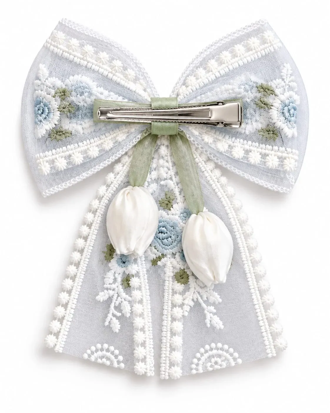 Premium Korean Lace Bow Hair Clip for Women & Girls