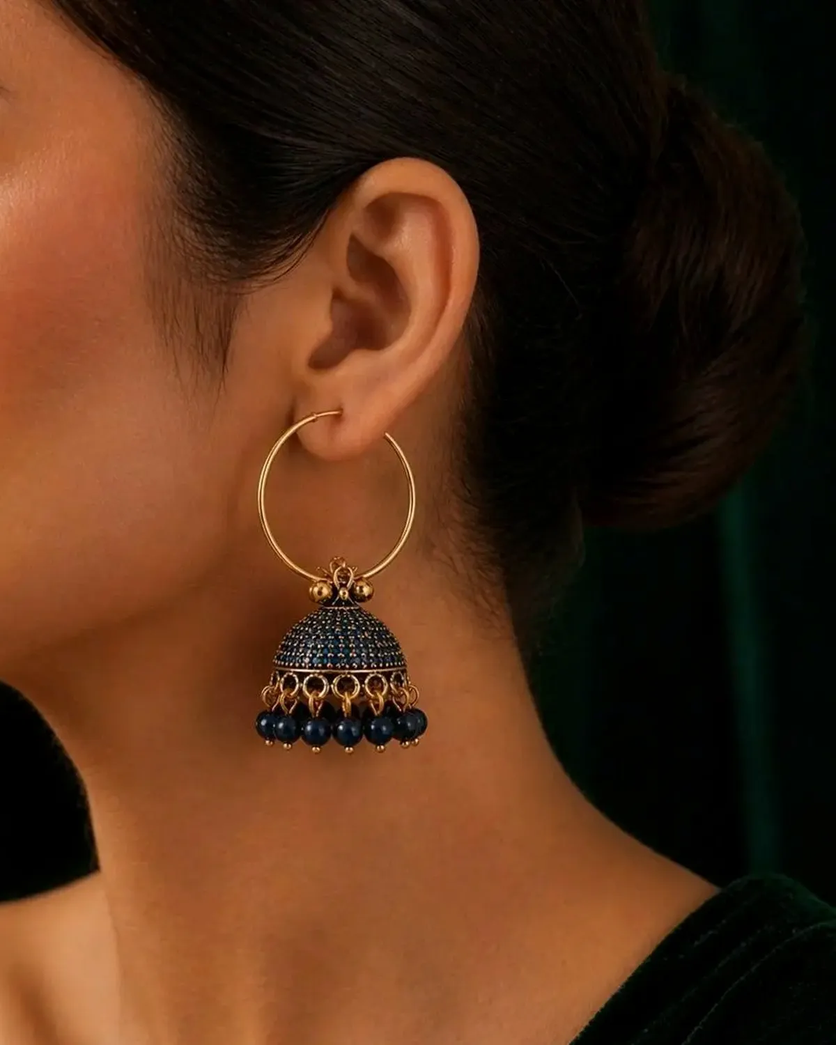 Designer Antique Gold Plated Hoop Bali Jhumka Earrings for Women & Girls