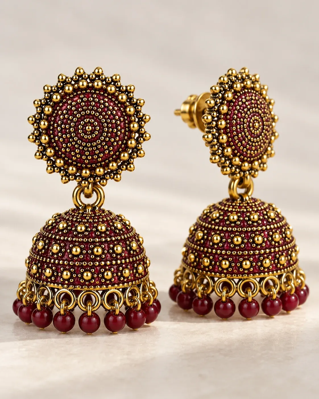Antique Gold Plated Oxidised Jhumka Earrings for Women & Girls